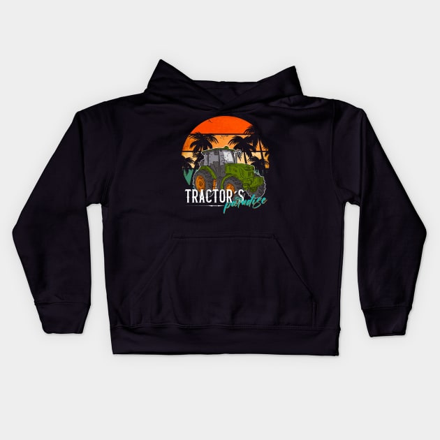Tractor's Paradise The Tractor Paradise Palm Summer Beach Kids Hoodie by design-lab-berlin